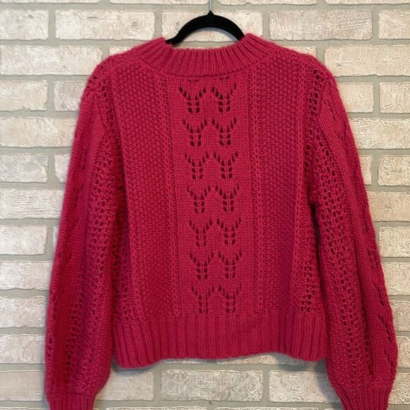 Alya Pink Dolman Sleeve Sweater Size S Open Knit - Picture 5 of 7